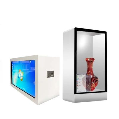 55 inch transparant lcd vitrine met 1920x1080 resolutie en 10 punten touchscreen display kast