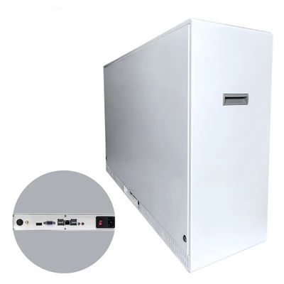 55 inch transparant lcd vitrine met capacitieve touch en 1x2 splitsing wall lcd display kast