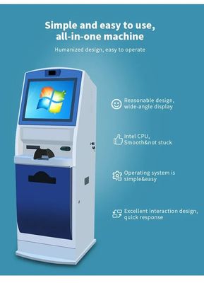 19 inch touchscreen selfservice kiosk met identiteitskaartlezer en A4 printer