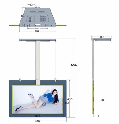 55 Inch Dubbel Scherm Hoge Helderheid Reclame Display LCD Speler met 1500 Nits Helderheid