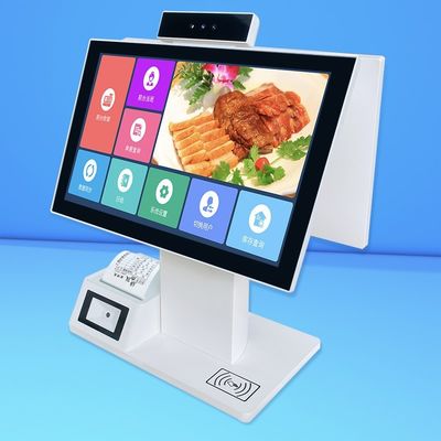 Desktop zelfbediening aanraakscherm bestelkiosk dubbel scherm kassa-machine