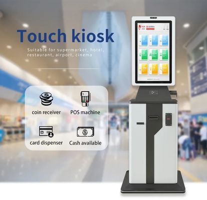 Aanpasbare zelfbedieningskiosk met touchscreen, gemotoriseerde kaartdispenser en onderhoudsarm ontwerp