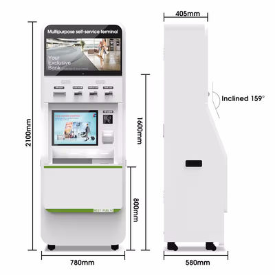 Windows 10 zelfbediening POS-systeem met dubbele touchscreens en barcode scanner