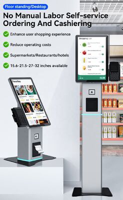 21,5 inch Touchscreen Self-Service Kiosk met NFC-betaling en aanpasbaar besturingssysteem voor restaurants en detailhandel