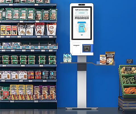 POS Kiosk All-in-one systeem met capacitieve touchscreen 80mm thermische printer en NFC kaartlezer voor zelfbediening kassa