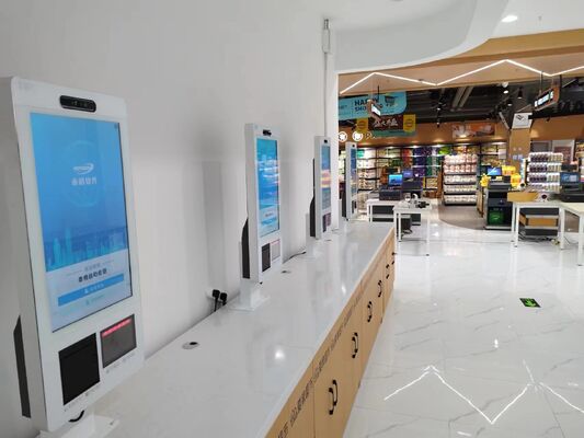 POS Kiosk All-in-one systeem met capacitieve touchscreen 80mm thermische printer en NFC kaartlezer voor zelfbediening kassa