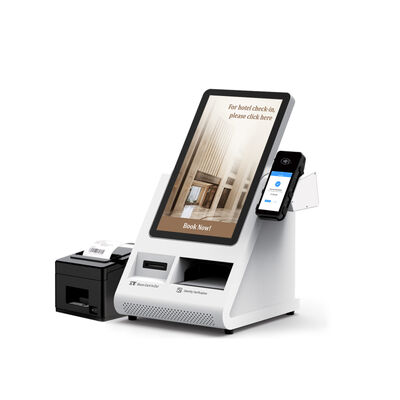 Android POS Self Check-in Kiosk met paspoortscanner en kaartdispenser voor hotels