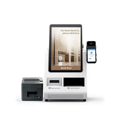 Android POS Self Check-in Kiosk met paspoortscanner en kaartdispenser voor hotels