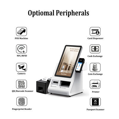 Android POS Self Check-in Kiosk met paspoortscanner en kaartdispenser voor hotels