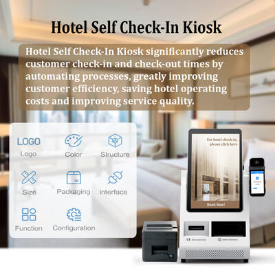 Android POS Self Check-in Kiosk met paspoortscanner en kaartdispenser voor hotels