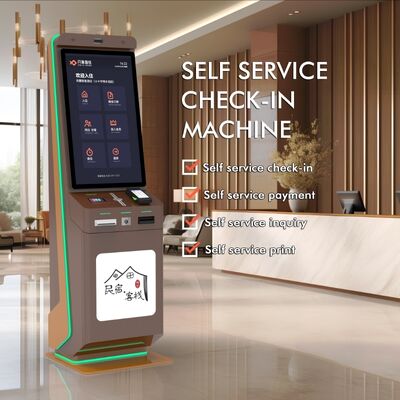 Hotel Self-Check-In Kiosk met QR-code betaling en touchscreen voor zelfbediening op de vloer