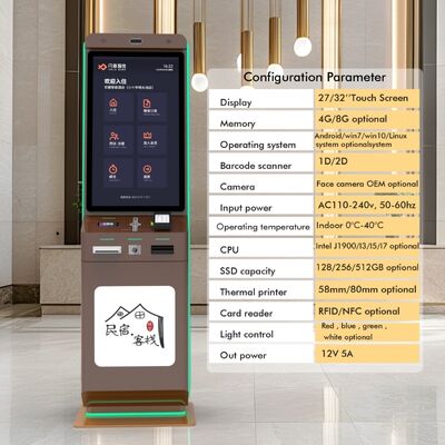 Hotel Self-Check-In Kiosk met QR-code betaling en touchscreen voor zelfbediening op de vloer