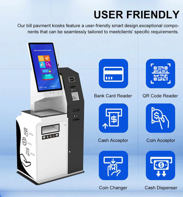Selfservice kiosk met capacitieve touch 10 punt scherm aangepast kleur en vloer staande muur montage counter top installatie