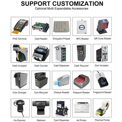 Selfservice kiosk met capacitieve touch 10 punt scherm aangepast kleur en vloer staande muur montage counter top installatie