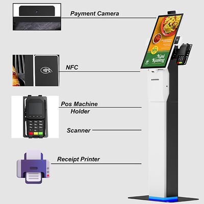 Snelle Service Zelf Check-in Kiosk met Capacitief Touch 10 Punten Scherm 1920X1080 Resolutie en Gezichtsherkenning voor Restaurants