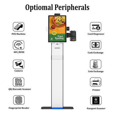 Snelle Service Zelf Check-in Kiosk met Capacitief Touch 10 Punten Scherm 1920X1080 Resolutie en Gezichtsherkenning voor Restaurants