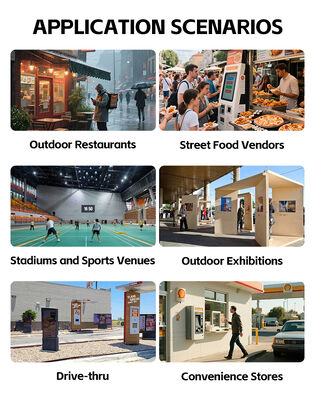 Waterproof High-Brightness 24/7 Operation Self Service Kiosk for Outdoor Payment and Ordering