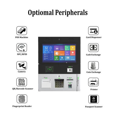 Muurgesteunde hotelkiosk met 1920x1080 resolutie touchscreen en thermische printer voor zelf-inchecken