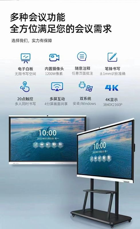 Hoge Helderheid Digitale Interactieve Whiteboard met Mac OS Software Compatibiliteit en Capacitieve Touch Technologie