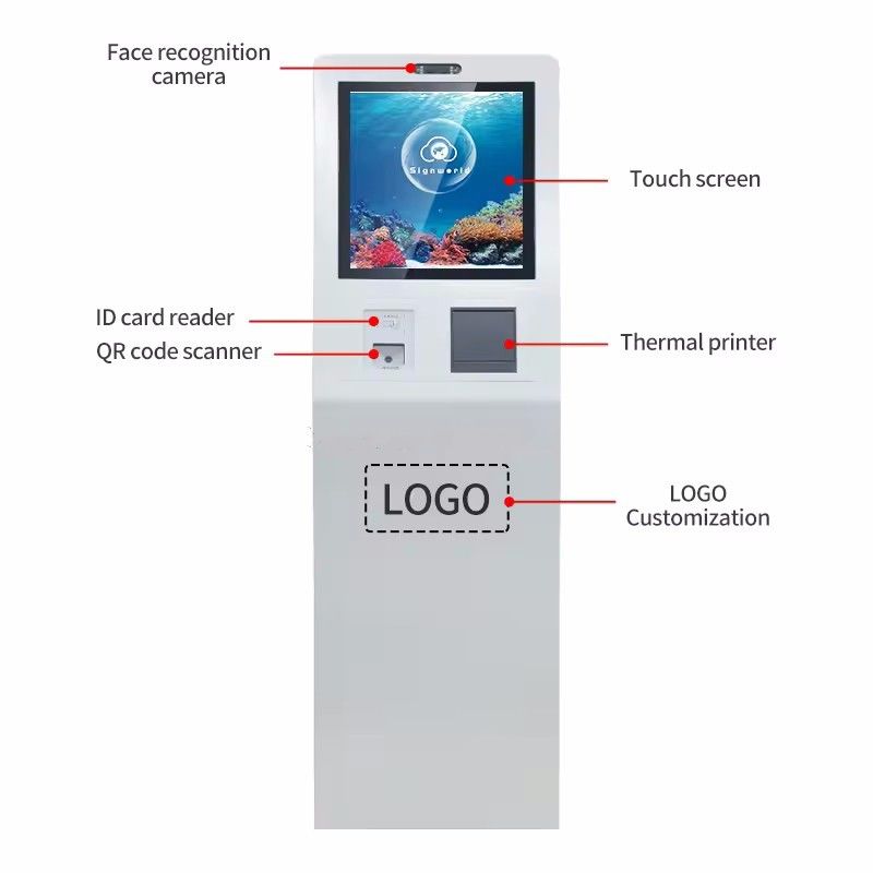 19 inch touchscreen digitale kiosk met Intel Core I3 processor en Windows 10 voor interactieve zelfbediening