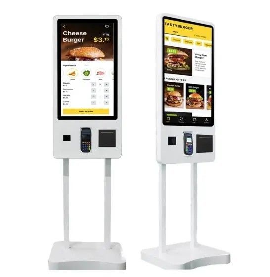Digitale kiosk met 32 inch touchscreen met Windows 10 OS en metalen behuizing voor interactieve zelfbediening