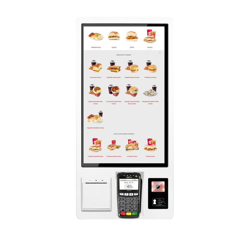 21.5 inch zelfbediening POS-systeem met credit/debetkaartbetaling en barcode scanner