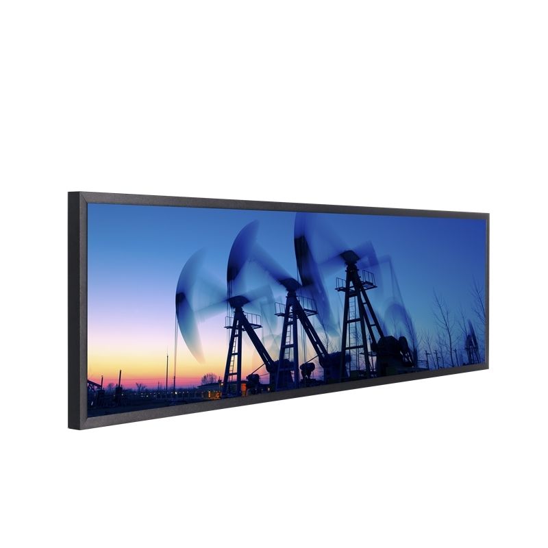 Interactieve touchscreen-monitor met langstrook met een resolutie van 3840 x 1080 en een helderheid van 350 cd/m2