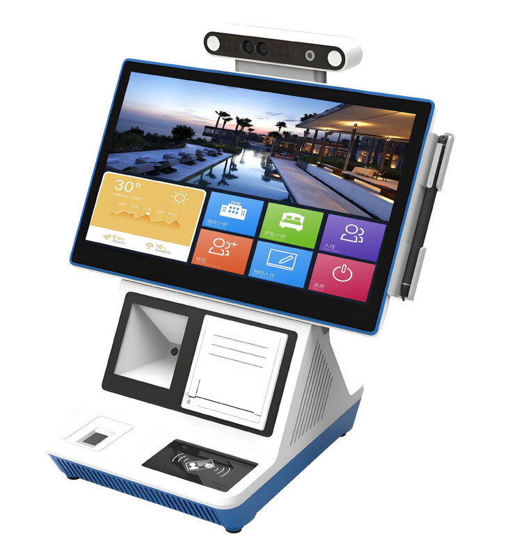 Desktop Self Checkin Kiosk met 10-punts capacitieve scherm Android of Windows Custom Optioneel en WiFi communicatie voor bezoekersbeheer
