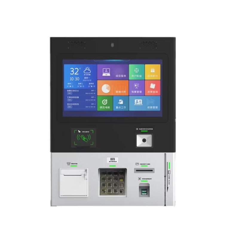 Muurgesteunde hotelkiosk met 1920x1080 resolutie touchscreen en thermische printer voor zelf-inchecken